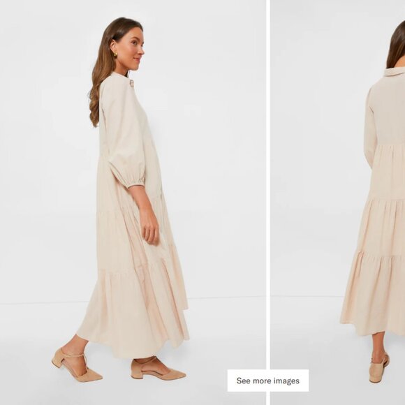 TUCKERNUCK Pomander Place Sandstone Mabel Maxi Dress large l beige tan long slee - Picture 2 of 6